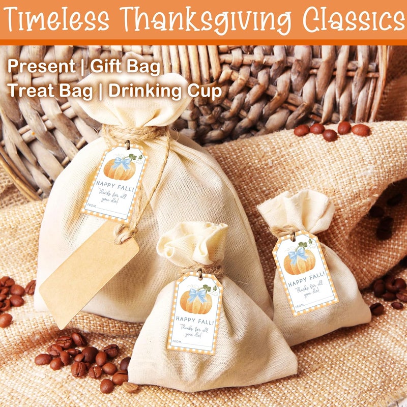 HandEasy 50 Pcs Fall Gift Tags, 2.1"×3.5" Thank You Gift Tags for Party Favors, Pumpkin Happy Fall Thanksgiving Gifts Tags for Party Favor - B10 - Image 4